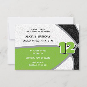 Invitación fiesta de deportes de chicas verde brillante negro
