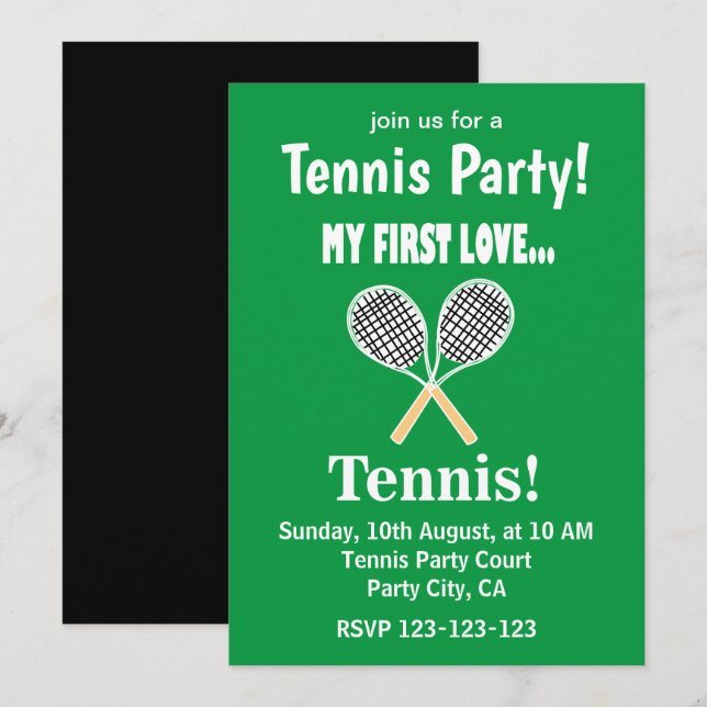 Invitación Fiesta de Deportes de Tenis (Anverso / Reverso)