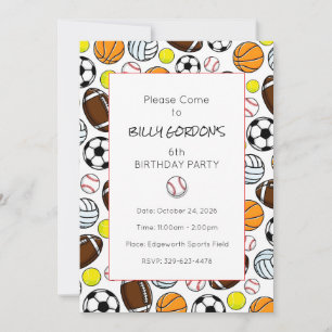 Invitación Fiesta de Deportes Niños Diversión de Béisbol Colo