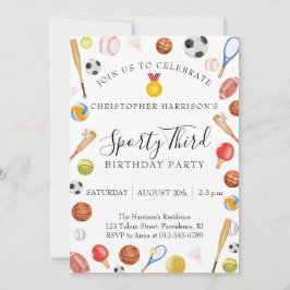 Invitación Fiesta de Deportes para el Tercer Cumpleaños de un