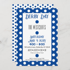 Invitación Fiesta de derby azul y blanco de puntos de seda jo