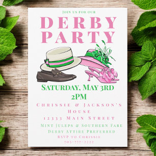 Invitación Fiesta de Derby con Zapatos de Sombreros Elegantes