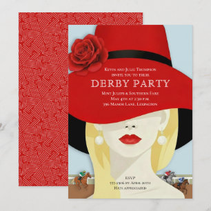 Invitación Fiesta de derby de caballo de carreras en acuarela