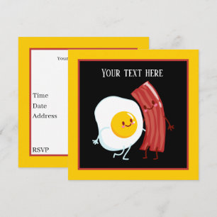 Invitación Fiesta de desayuno con tocino y huevos