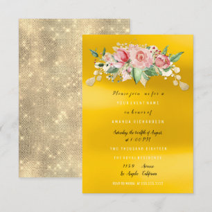 Invitación Fiesta de Desayuno para Novia Flor Pintada de Rosa