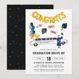Invitación Fiesta de Desfile de Graduación Drive By | Limo Bl