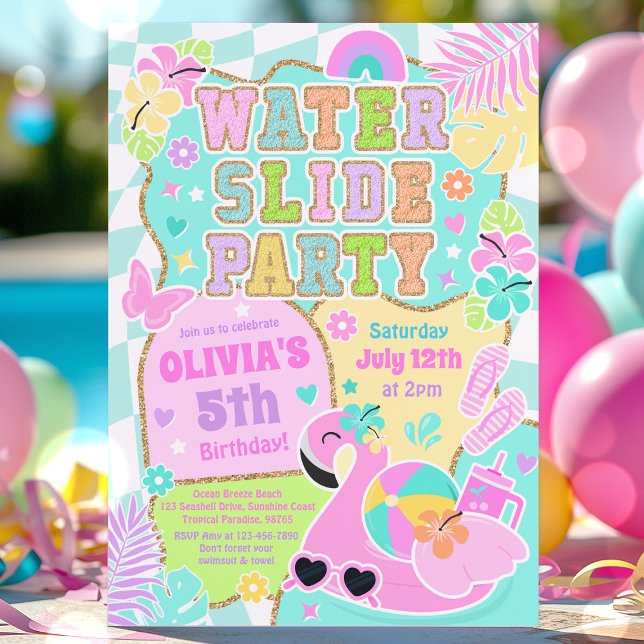 Invitación Fiesta de deslizamiento de agua de adormidera Cute (Subido por el creador)