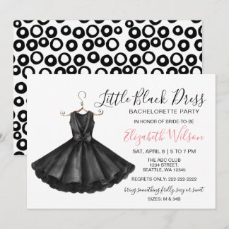 Invitación Fiesta de Despedida con Vestido Negro Elegante