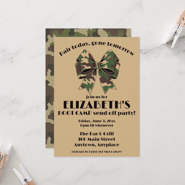 Invitación Fiesta de Despedida de Campamento Militar de Chica (Anverso/Reverso In Situ)
