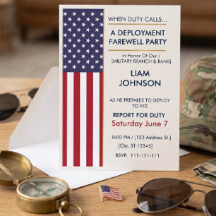 Invitación Fiesta de Despedida de Despliegue de Bandera Moder