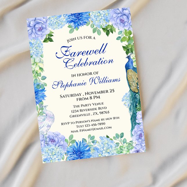 Invitación Fiesta de despedida de floral azul de las mujeres (Subido por el creador)