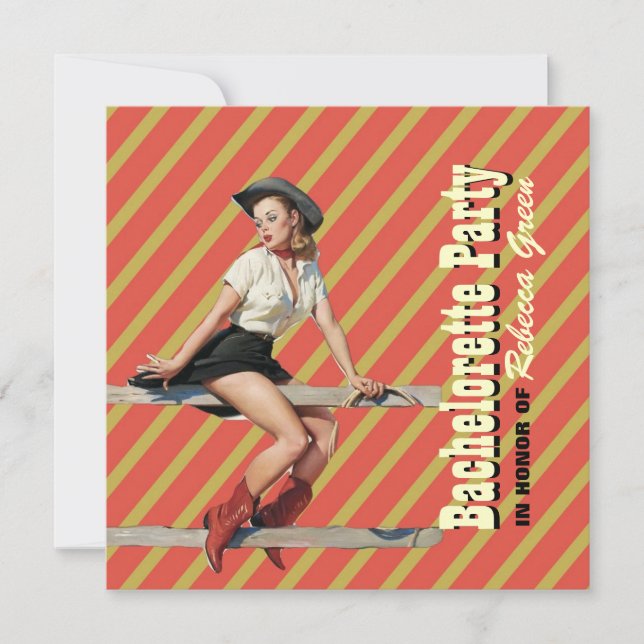Invitación fiesta de despedida de regordete occidental (Anverso)