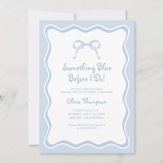 Invitación Fiesta de Despedida de Soltera Algo Azul (Anverso)