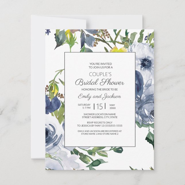 Invitación Fiesta de Despedida de Soltera Amarillo Blanco Flo (Anverso)