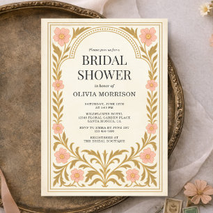 Invitación Fiesta de Despedida de Soltera Art Nouveau Floral 