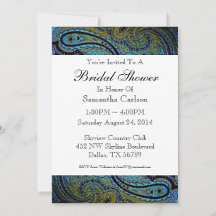 Invitación Fiesta de Despedida de Soltera Azul Pavo Real de E