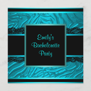 Invitación Fiesta de Despedida de Soltera Black Lace Teal Ceb