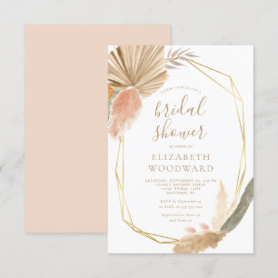 Invitación Fiesta de Despedida de Soltera Boho Chic Pampas Hi