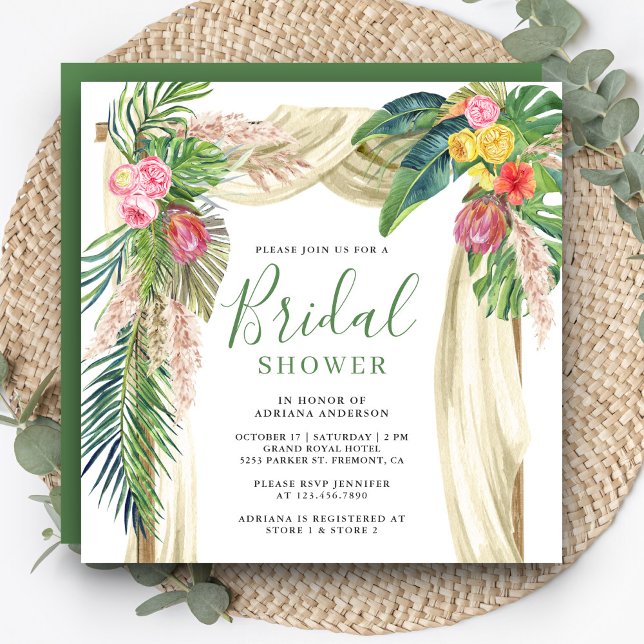 Invitación Fiesta de Despedida de Soltera Boho Pampas Arco Pl (Subido por el creador)
