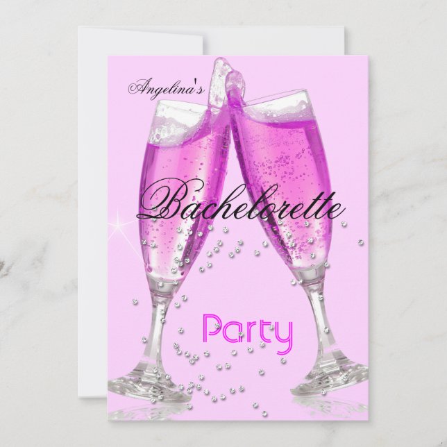 Invitación Fiesta de Despedida de Soltera champán rosa (Anverso)