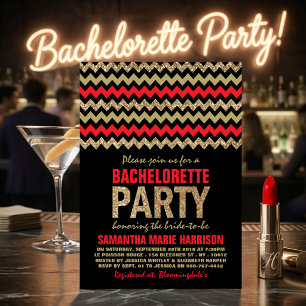 Invitación Fiesta de Despedida de Soltera Chevron con Brillo