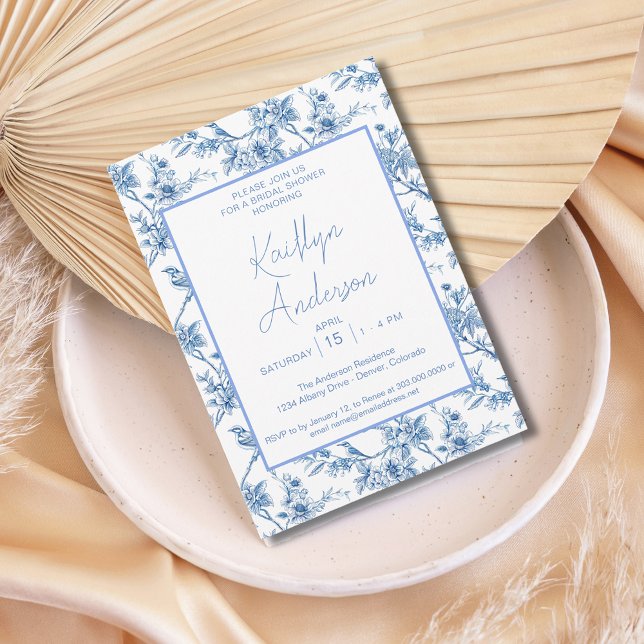 Invitación Fiesta de Despedida de Soltera Chinoiserie Azul y  (Subido por el creador)