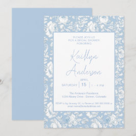 Invitación Fiesta de Despedida de Soltera Chinoiserie Azul y 