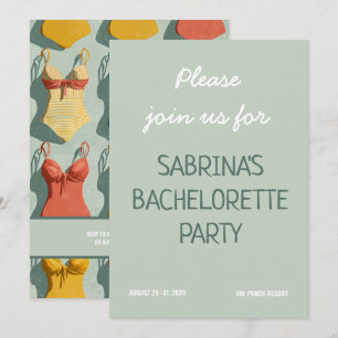 Invitación Fiesta de Despedida de Soltera con Bikinis Retro