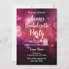 Invitación Fiesta de Despedida de Soltera con Bokeh Rosa Oscu