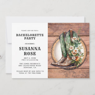 Invitación Fiesta de Despedida de Soltera con Botas Rústicas