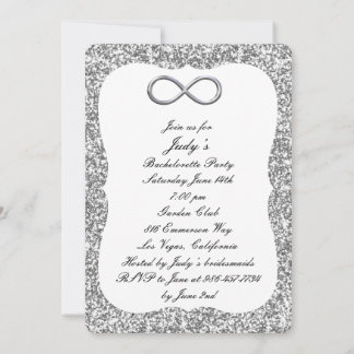 Invitación Fiesta de Despedida de Soltera con Brillo de Plata