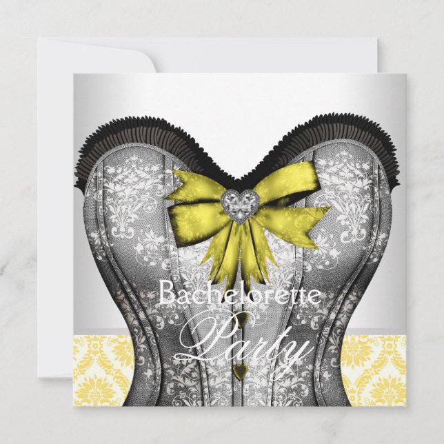 Invitación Fiesta de Despedida de Soltera con Corsé Amarillo  (Anverso)