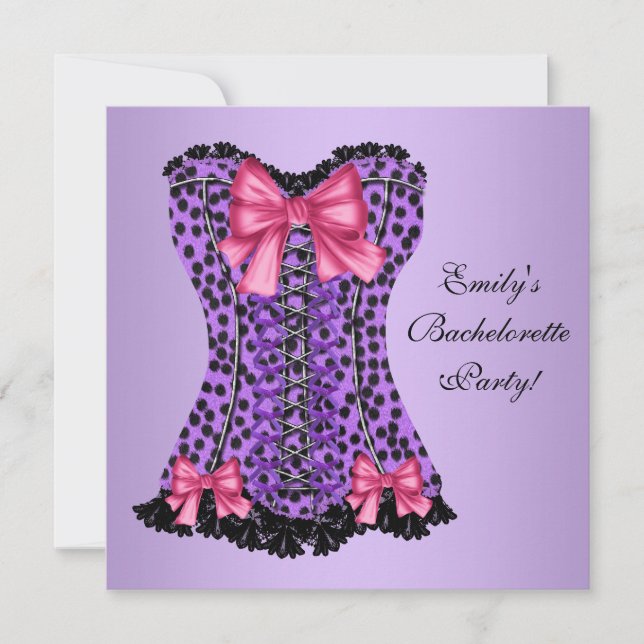 Invitación Fiesta de Despedida de Soltera con Corsé Leopardo  (Anverso)