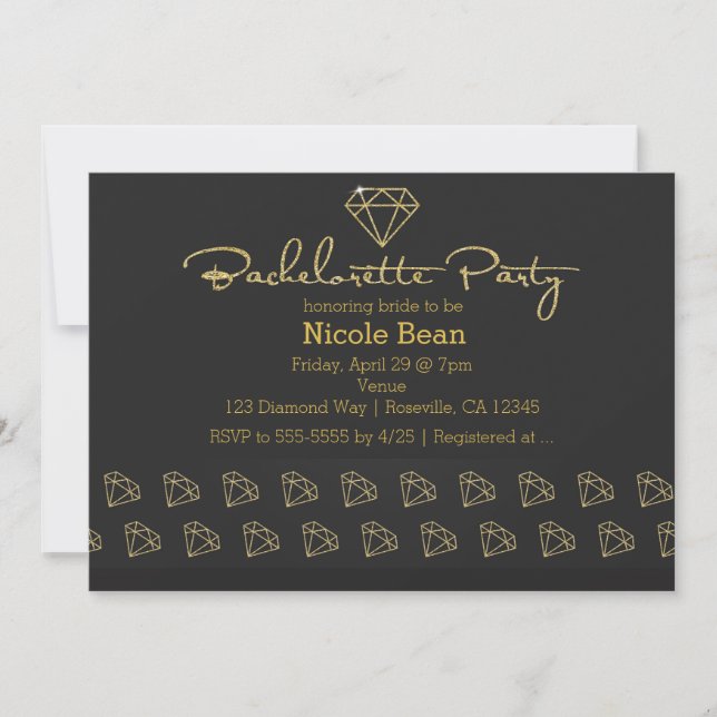 Invitación Fiesta de Despedida de Soltera con Diseño Moderno  (Anverso)