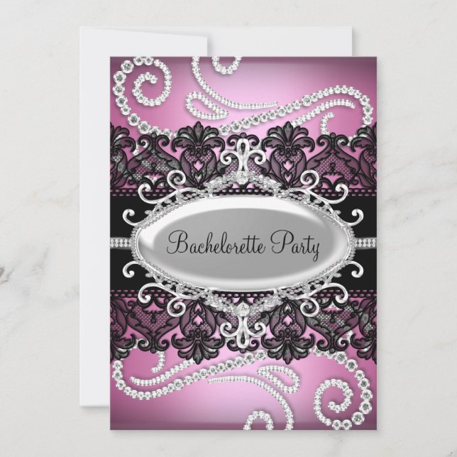 Invitación Fiesta de Despedida de Soltera con Encaje Damask R (Anverso)