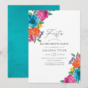 Invitación Fiesta de Despedida de Soltera con Flores de Acuar