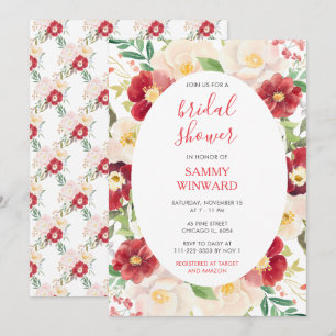Invitación Fiesta de Despedida de Soltera con Flores Rojas y 