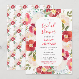 Invitación Fiesta de Despedida de Soltera con Flores Rojas y 