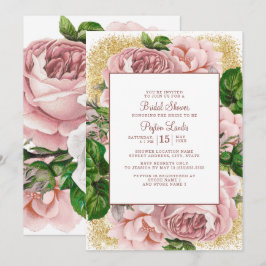 Invitación Fiesta de Despedida de Soltera con Flores Rosadas