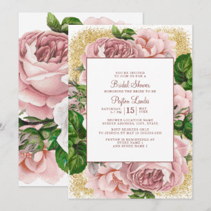 Invitación Fiesta de Despedida de Soltera con Flores Rosadas 