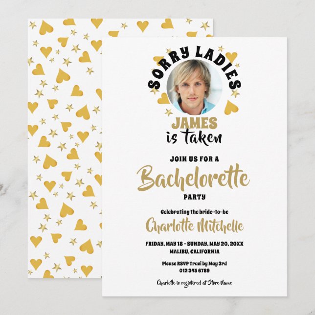 Invitación Fiesta de Despedida de Soltera con Foto Personaliz (Anverso / Reverso)