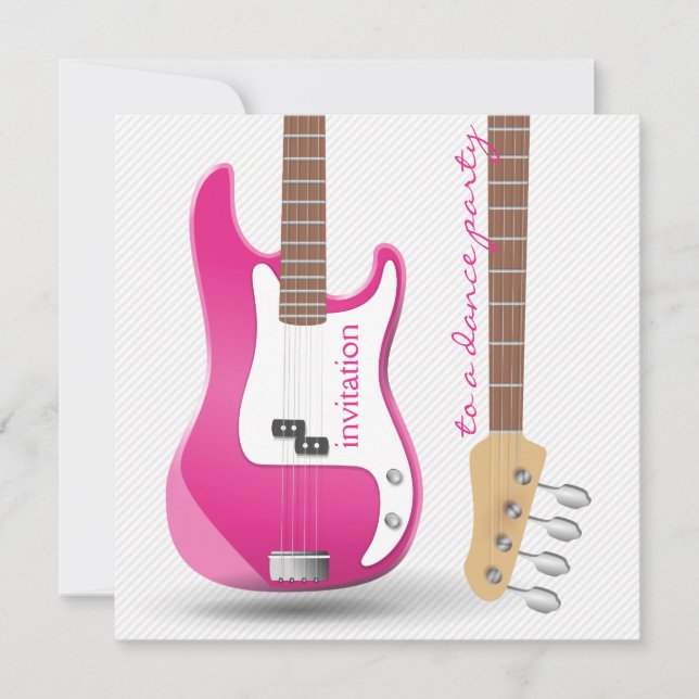 Invitación Fiesta de Despedida de Soltera con Guitarra Eléctr (Anverso)