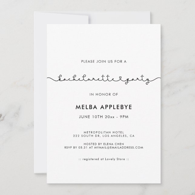Invitación Fiesta de Despedida de Soltera con letra de corazó (Anverso)