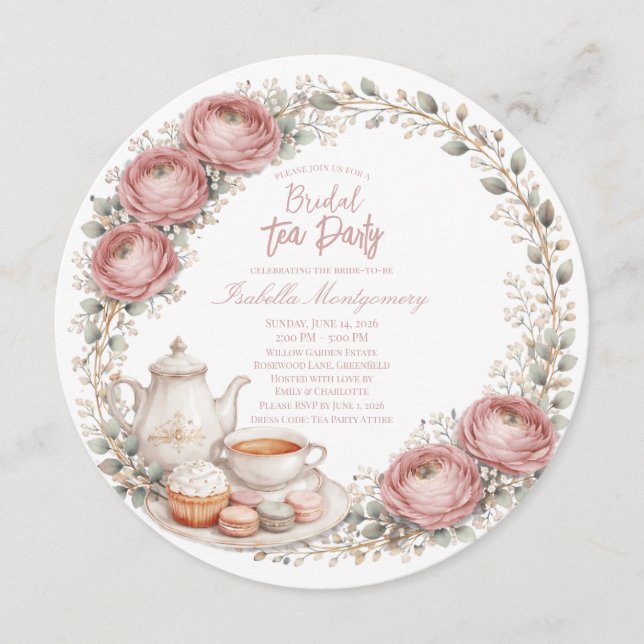 Invitación Fiesta de Despedida de Soltera con Paleta de Rosa  (Anverso)