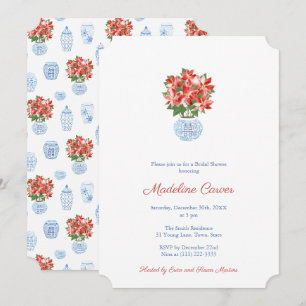 Invitación Fiesta de Despedida de Soltera con Poinsettia Roja