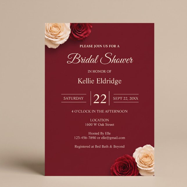 Invitación Fiesta de Despedida de Soltera con Rosa Roja (Subido por el creador)