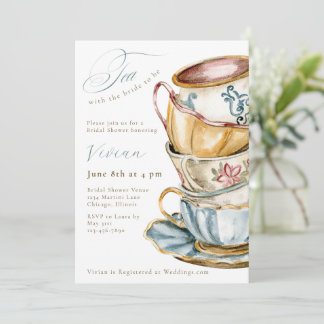 Invitación Fiesta de Despedida de Soltera con Taza de Té Vint