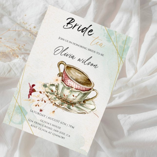 Invitación Fiesta de Despedida de Soltera con Té Elegante (Subido por el creador)