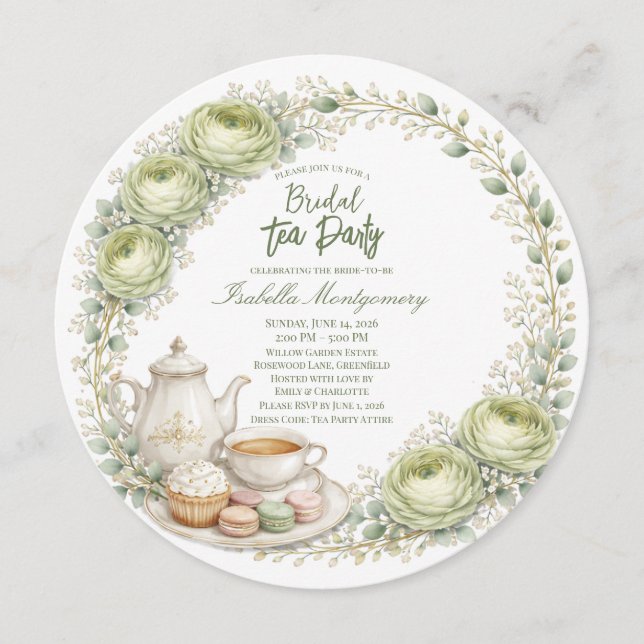 Invitación Fiesta de Despedida de Soltera con Té en Paleta de (Anverso)