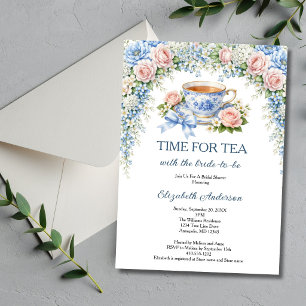 Invitación Fiesta de Despedida de Soltera con Té, Florales de
